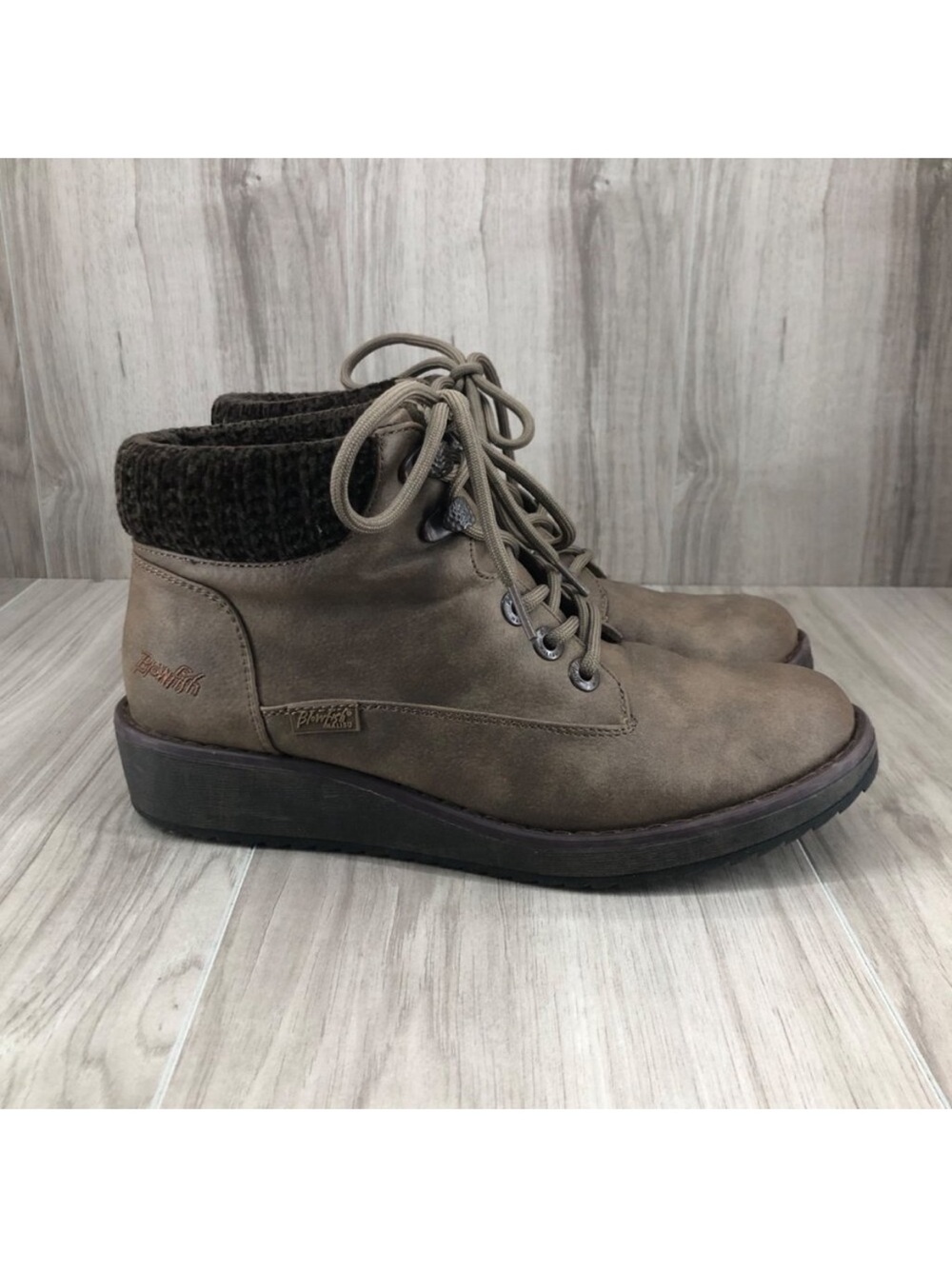 Blowfish Malibu Ankle Boots Womens 9 Comet Taupe Lace Up Comfort Shoes